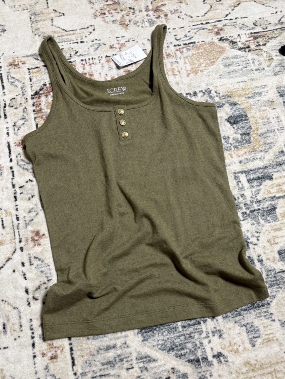 J. Crew Stretch Linen Button Tank Top